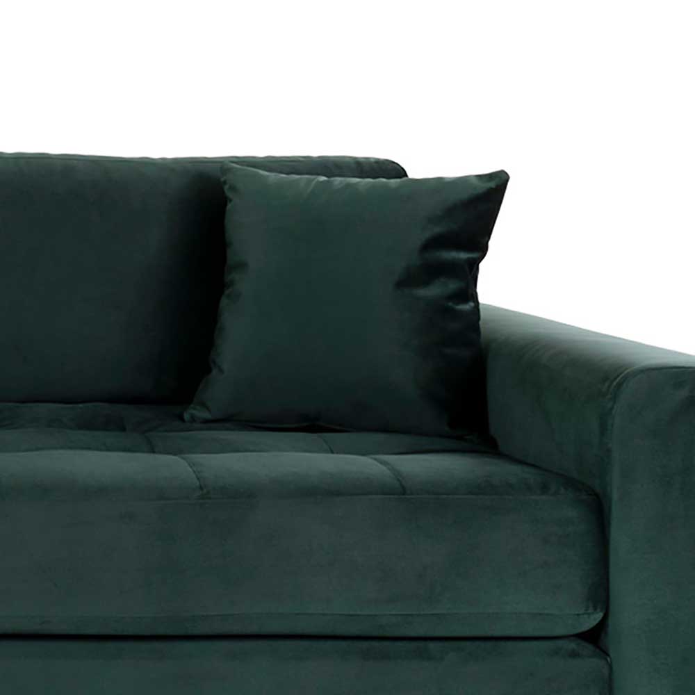 Dunkelgrünes Samtsofa mit zwei Kissen - Tangona