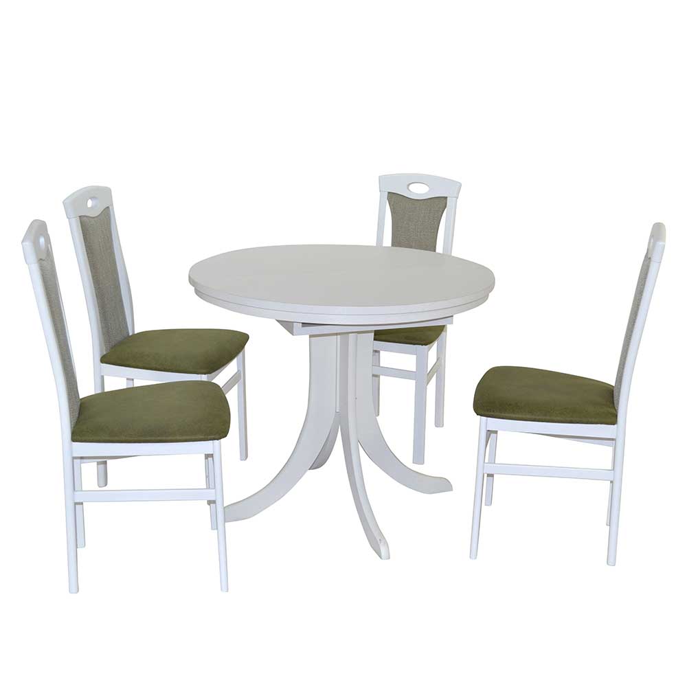Runde Tischgruppe in Weiß - Mosca (fünfteilig)