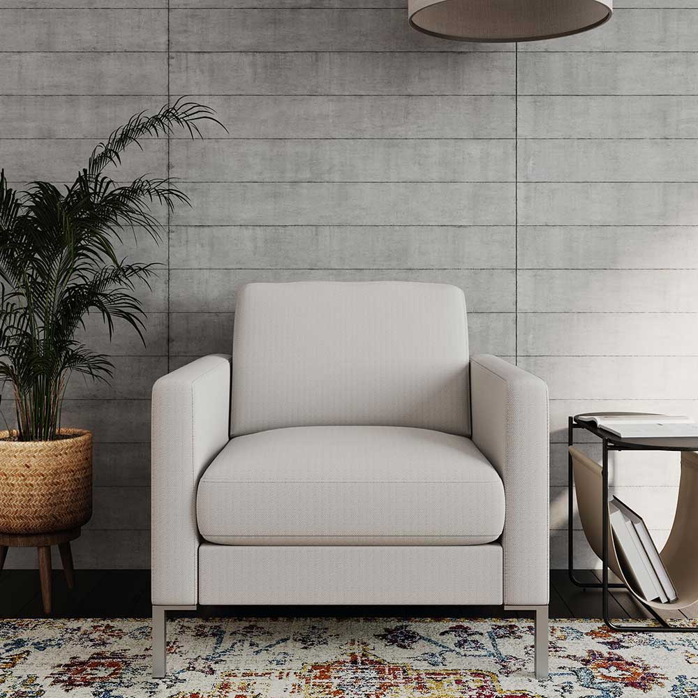 Wohnzimmer Sessel in Creme und Silber - Calaccio