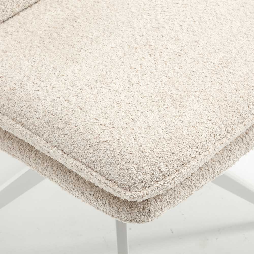 Boucle Polsterstuhl in Creme - Dalunzio (2er Set)