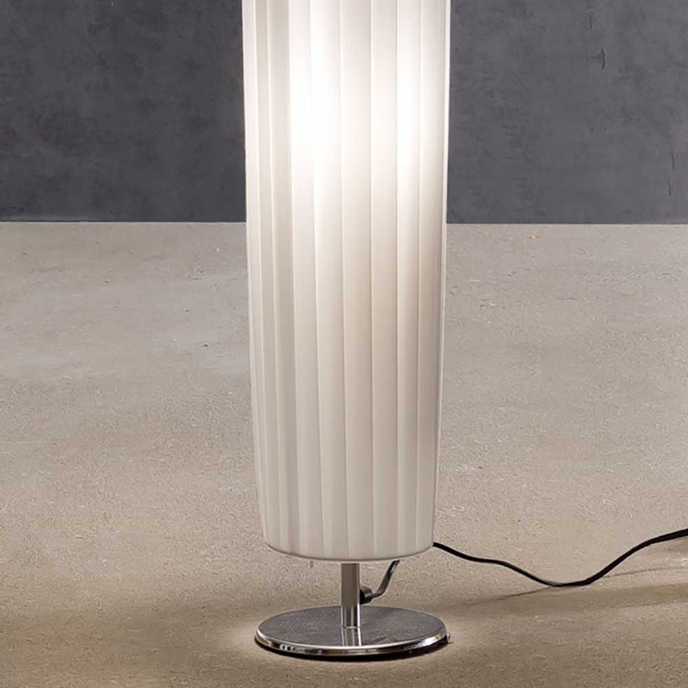 Runde Stehlampe in Weiß & Chrom - Radojan
