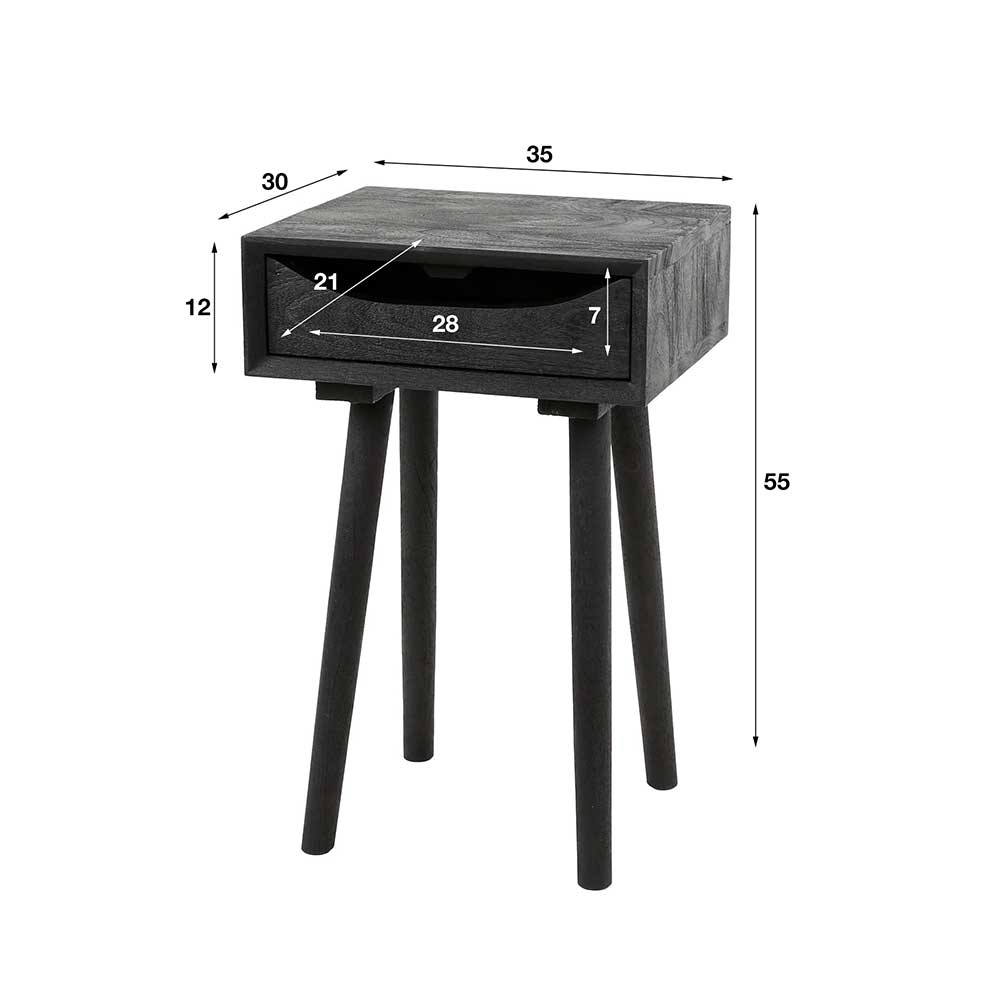 Nachttisch in Akazie Black Wash - Lundreo