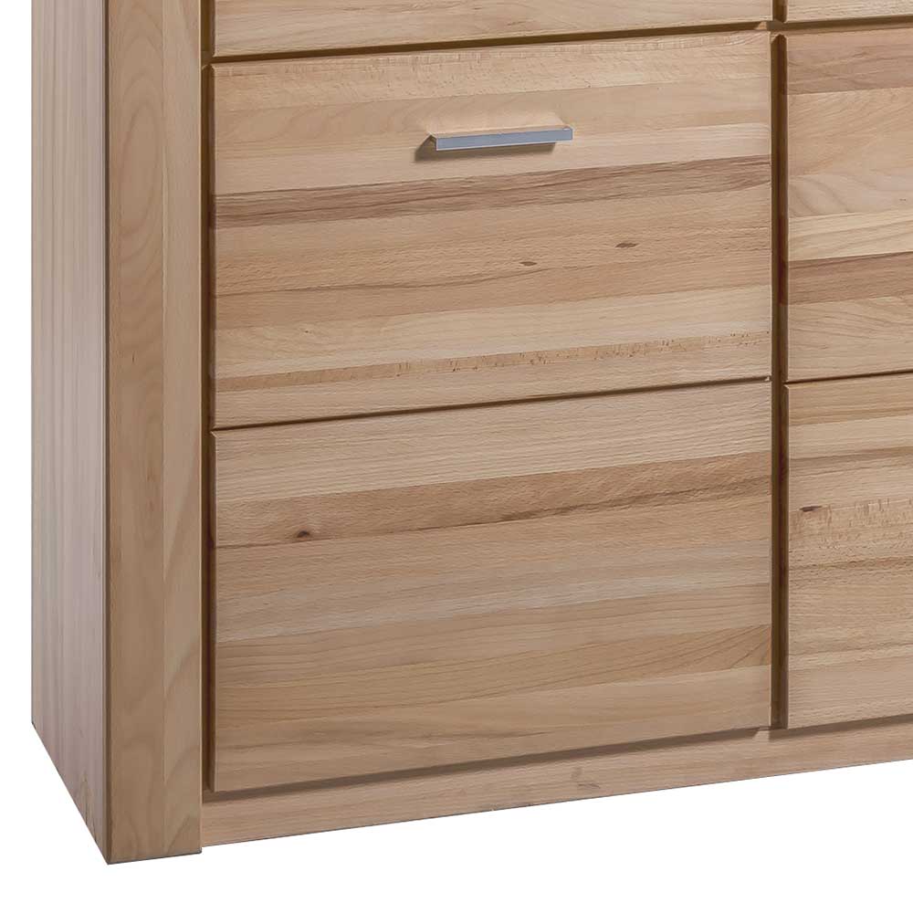 Zwei breite Schubladen des Kernbuche Highboards Uhelia mit markanter Holzmaserung – Uhelia