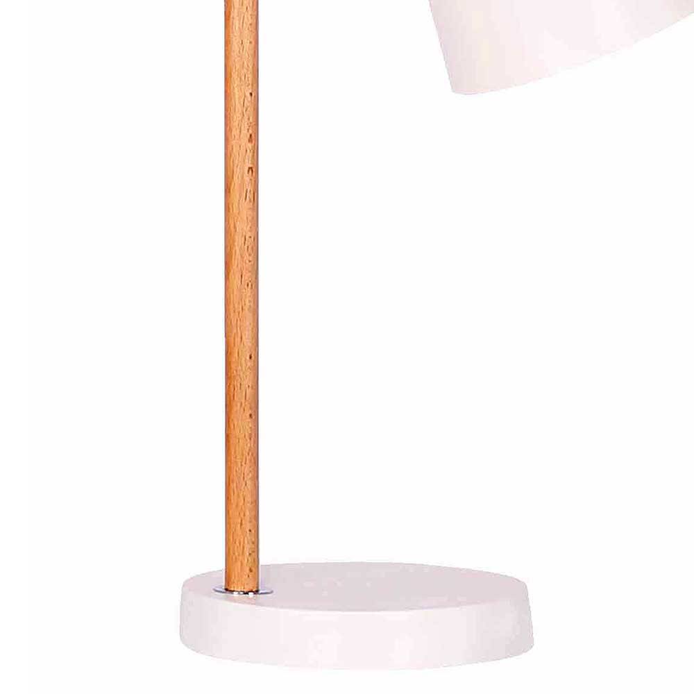 Tischleuchte in Weiß Metall & Natur Holz - Tilla