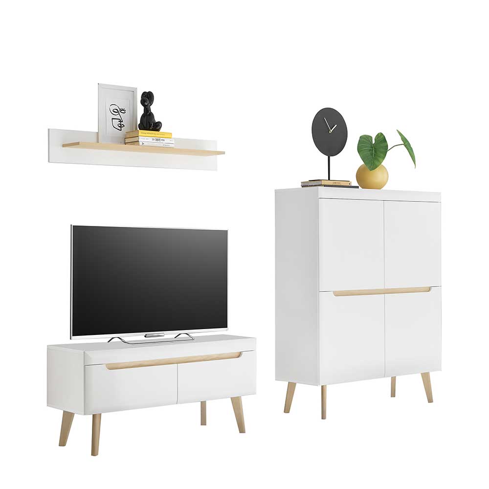 Skandi Wohnzimmermöbel Set - Ginko (dreiteilig)