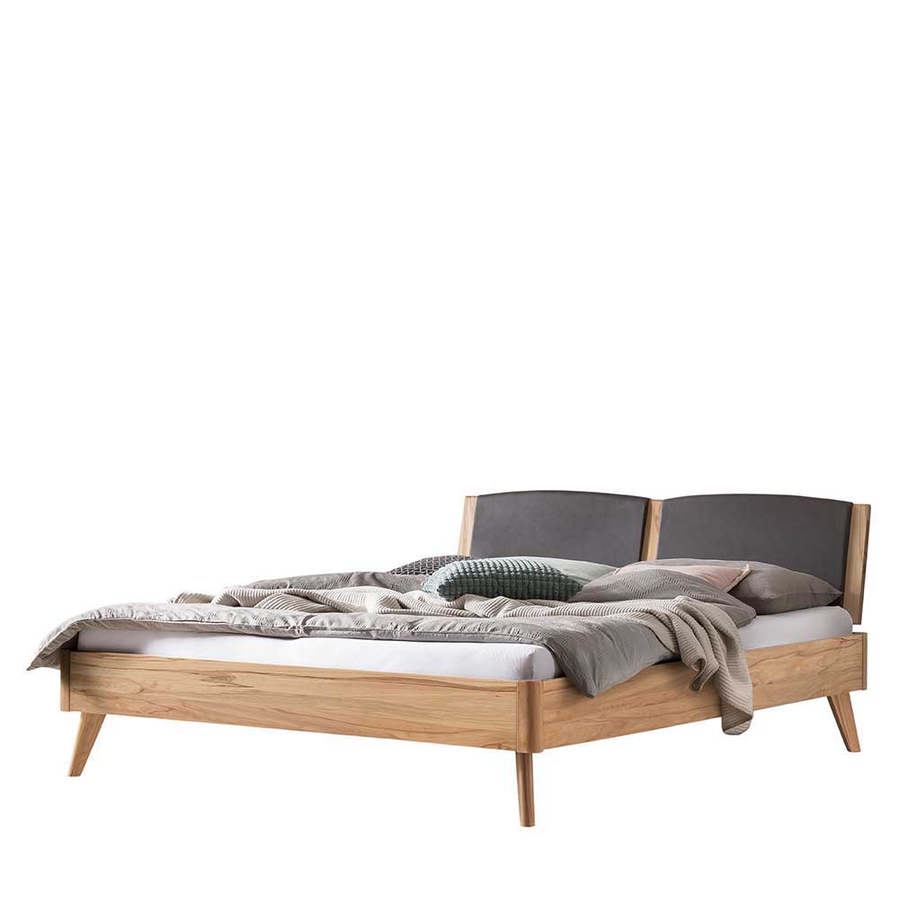 Elegantes Bett aus Wildbuche und Kunstleder - Shyma