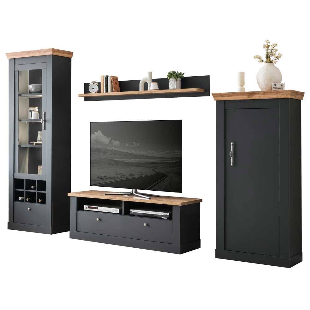 Wohnzimmermöbel TV Anbauwand Set - Lionel (vierteilig)