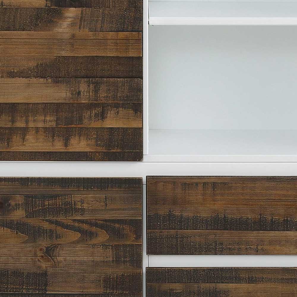 100x120x35 Highboard in Weiß & Kiefer dunkel - Chihu