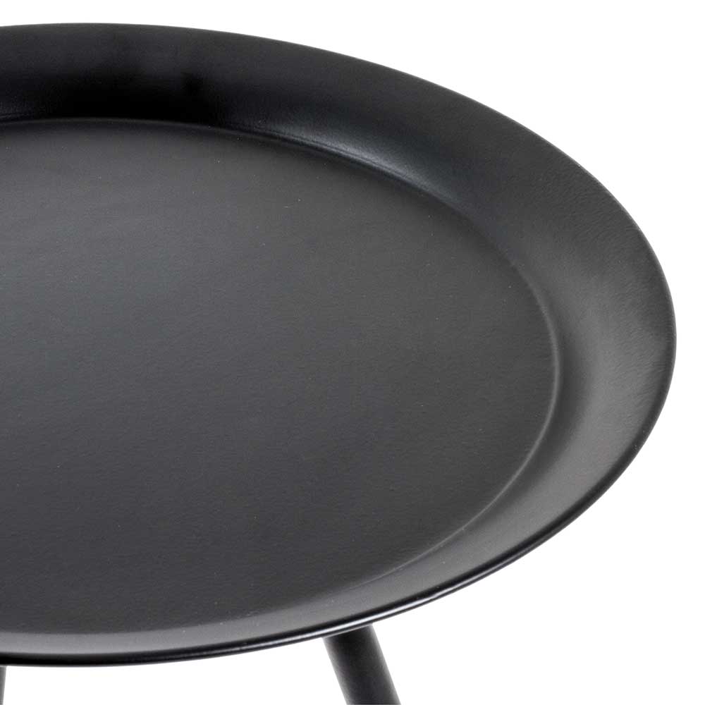 Runder Metall Beistelltisch in Schwarz lackiert - Lagorene