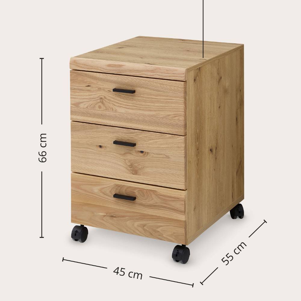 Schreibtisch Rollcontainer in Wildeiche teilmassiv - Setians