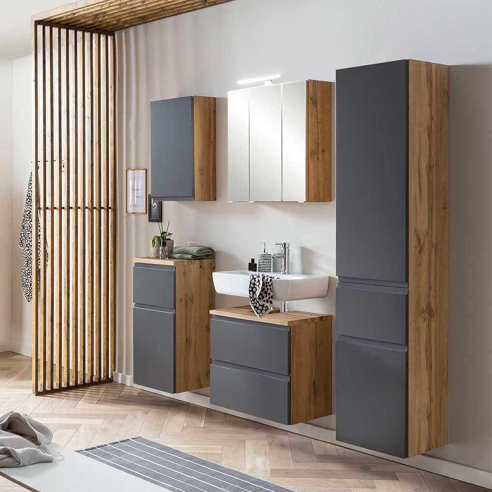Badezimmer Hochschrank in mattem Grau - Jambi
