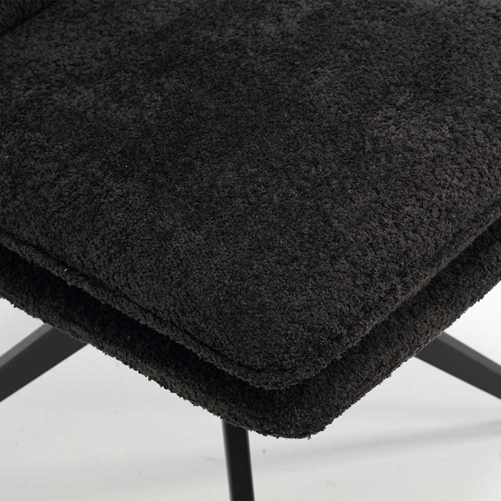 Dunkler Polsterstuhl in Anthrazit Boucle - Queen (2er Set)