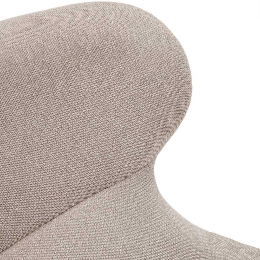 Detailaufnahme des gepolsterten Rückenteils vom beigen Chenille-Sessel – Flawia