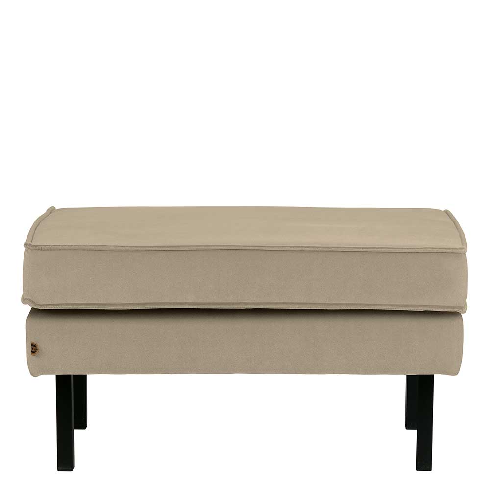 Polsterhocker Afeiro in Khaki Samt mit schwarzen Metallfüßen – Afeiro