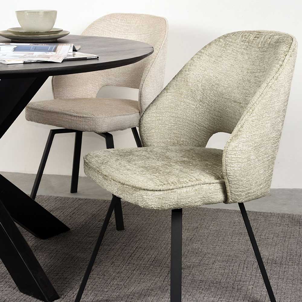 Esstisch Drehstuhl in Beige Struktursamt - Turena (2er Set)