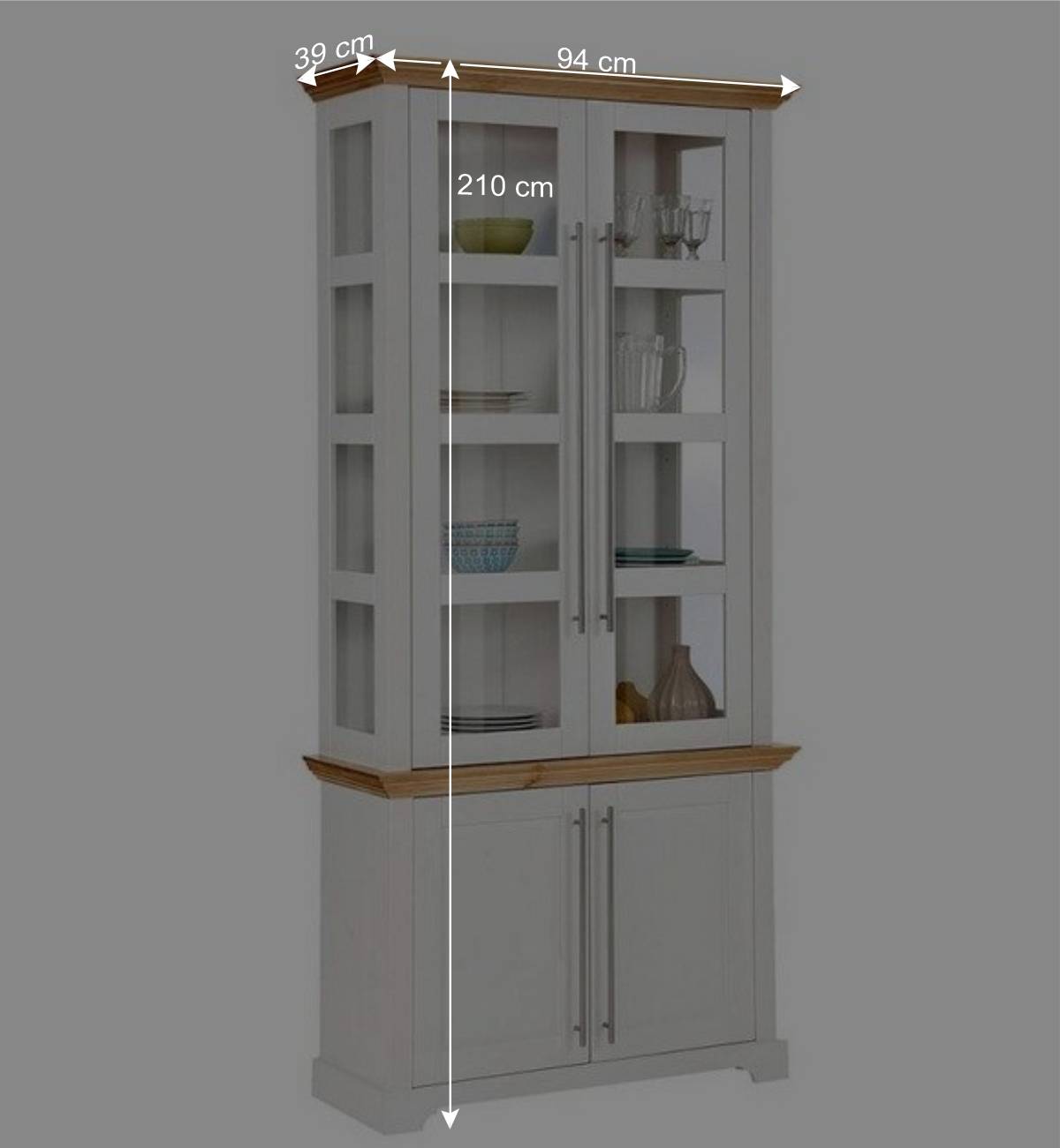 Vitrinenschrank in Weiß mit Honig - Eyzaco