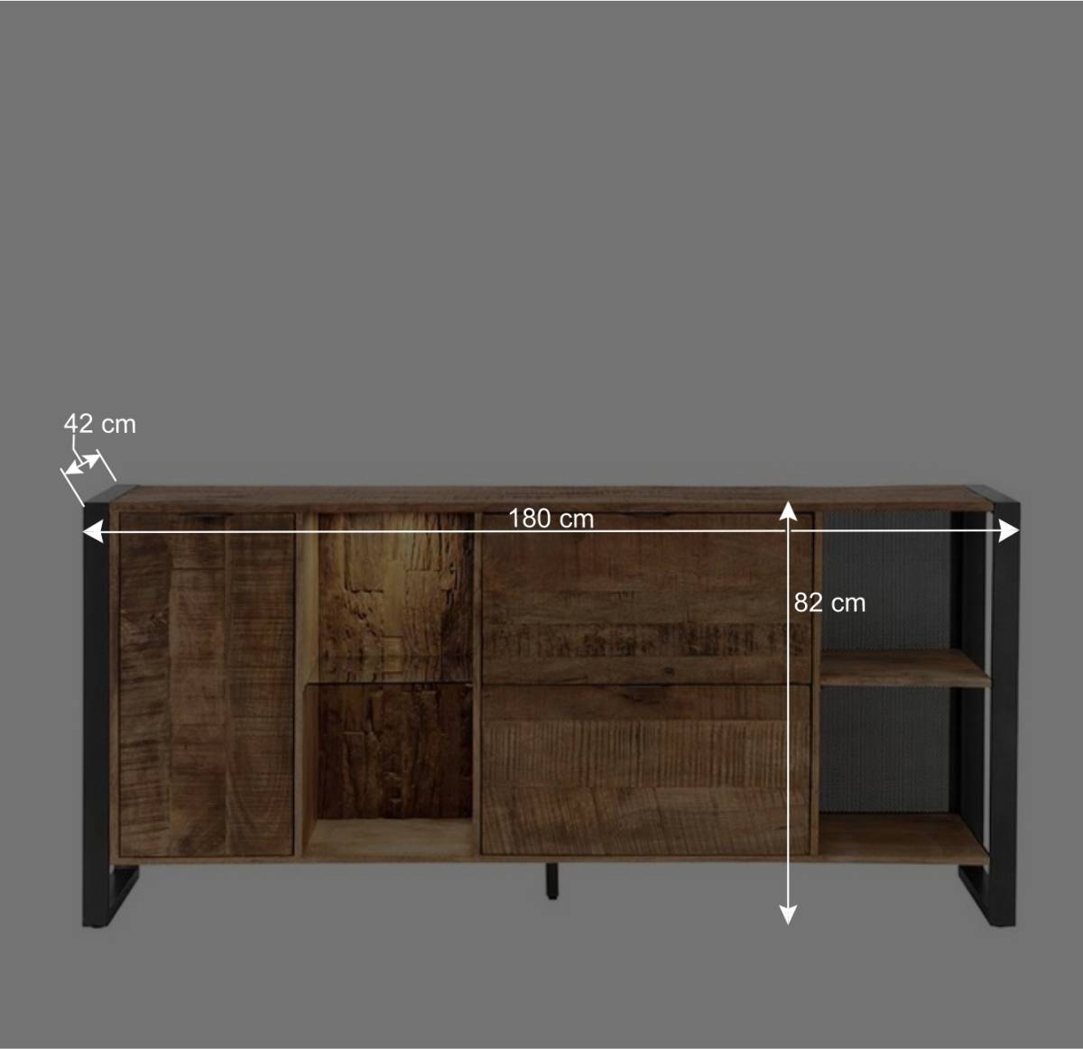 Sideboard aus Recyclingholz Mango & Metall - Acira