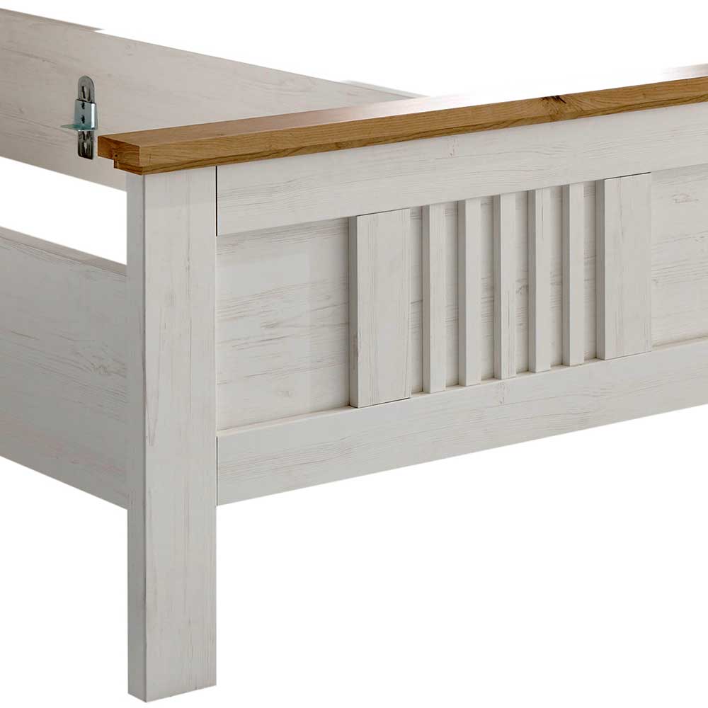 100x200 Landhausbett in Weiß & Eiche - Malvissa
