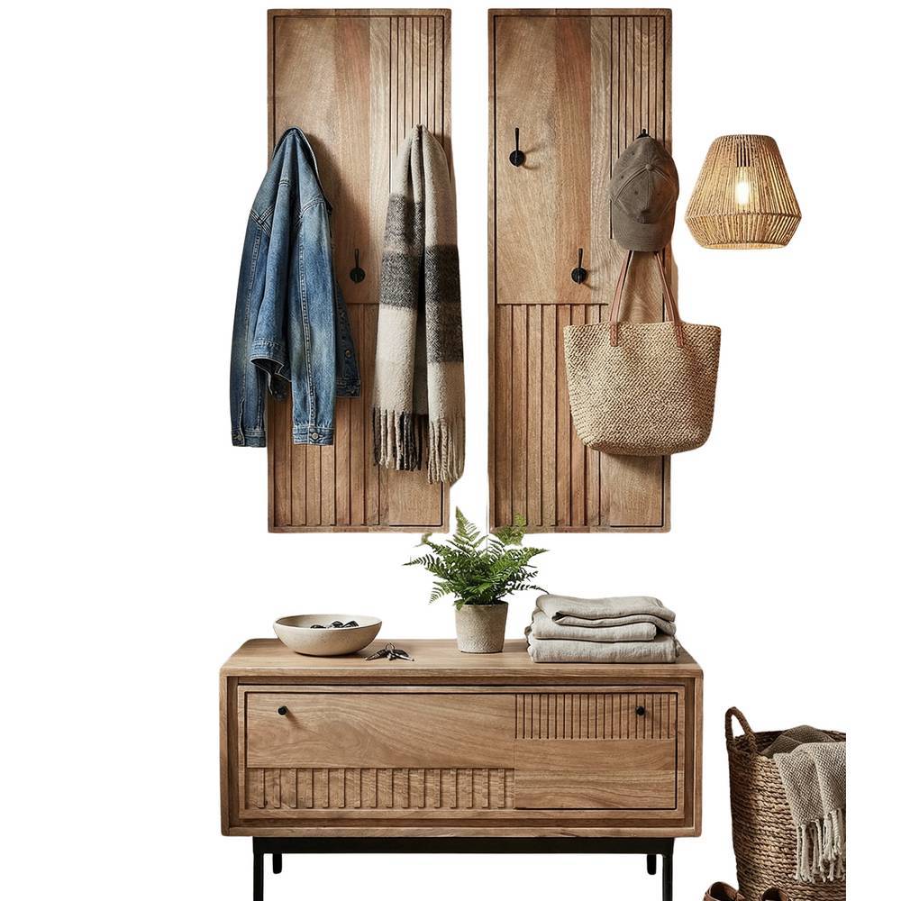 Garderobenpaneele und Schuhkommode Set - Peravia (dreiteilig)