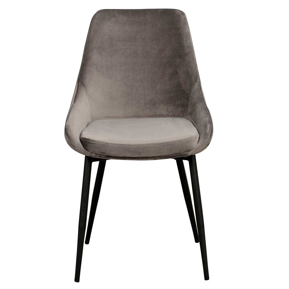 Set Polsterstühle in Grau Samt - Cross (2er Set)