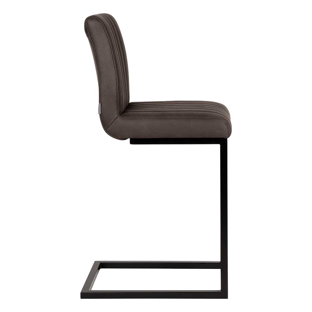 Barhocker mit Rückenlehne in Anthrazit - Katrona (2er Set)