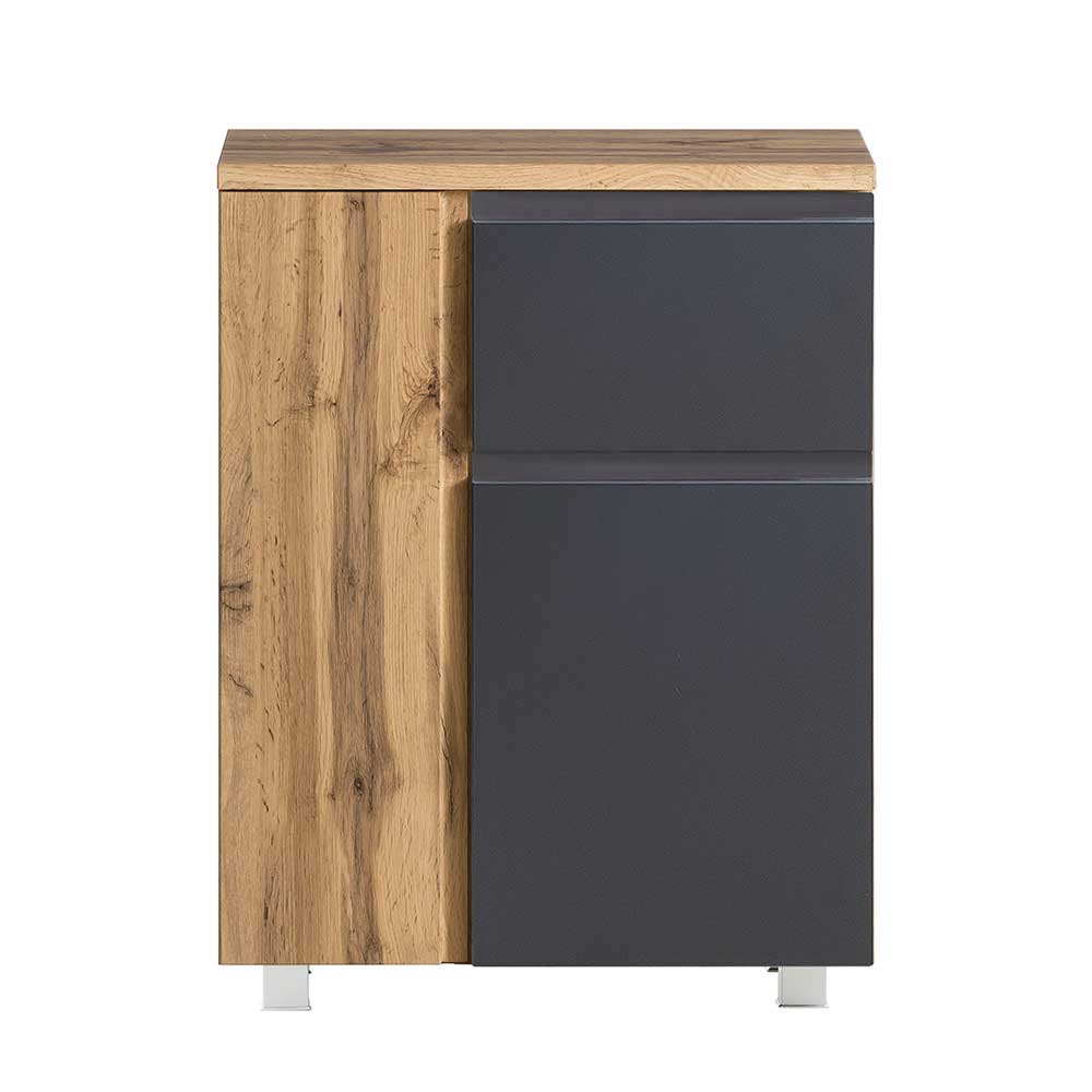 Badunterschrank in mattem Grau & Wildeiche - Jambi