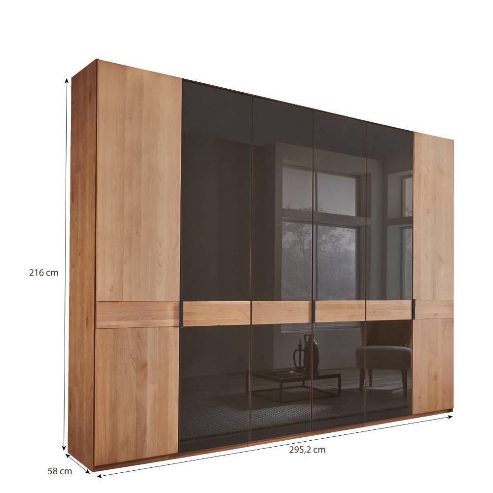6-türiger Schlafzimmerschrank mit Glas - Hung
