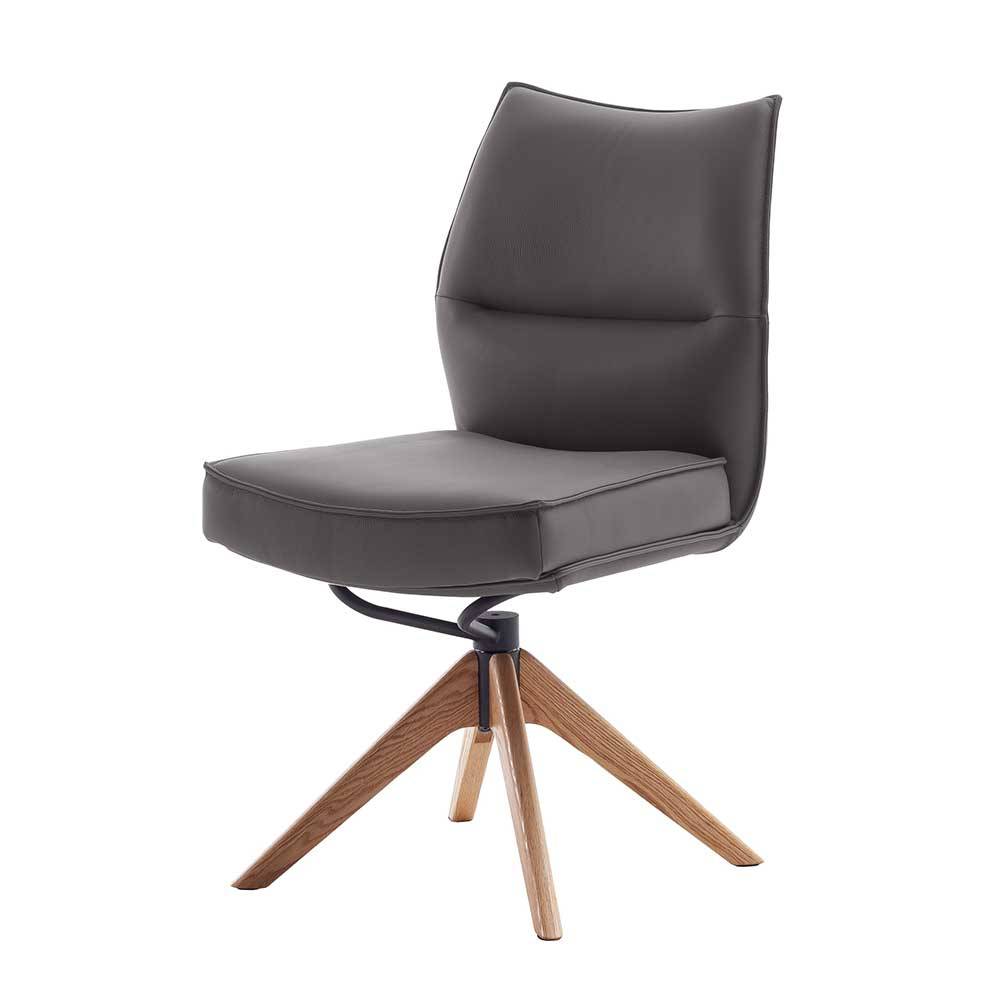 Esszimmerstuhl in Dunkelbraun Leder - Blacki (2er Set)