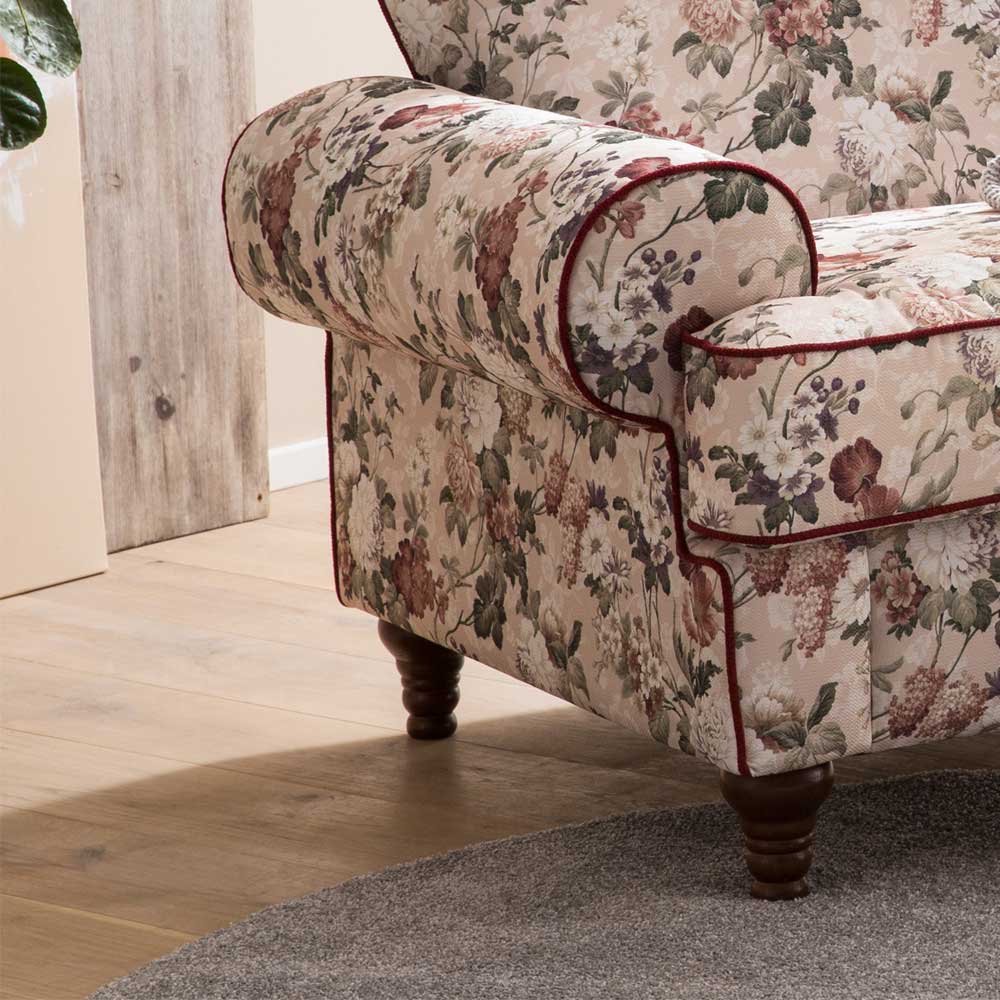 Landhaus Polstersessel mit Vintage Blumen Flair - Baonga