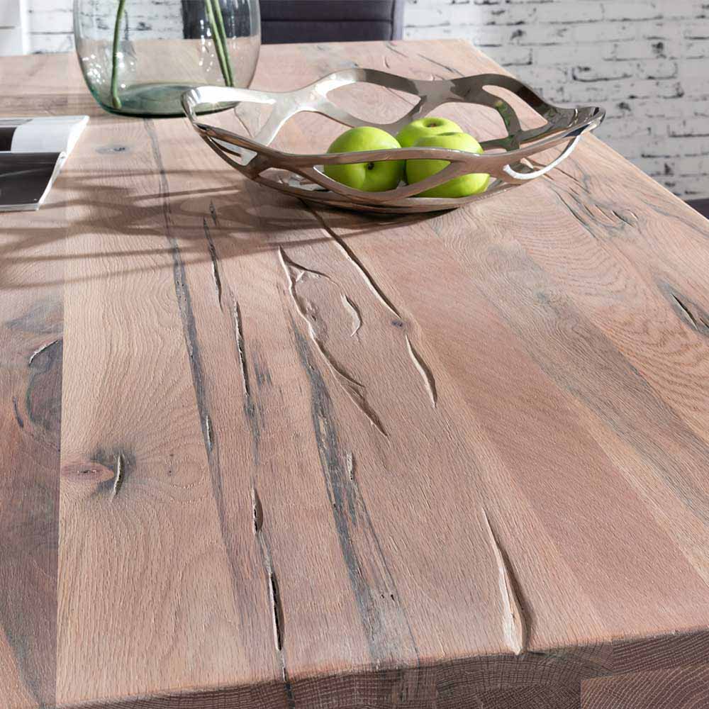 Industrial Style Tisch Ultima mit Eichenplatte gekälkt
