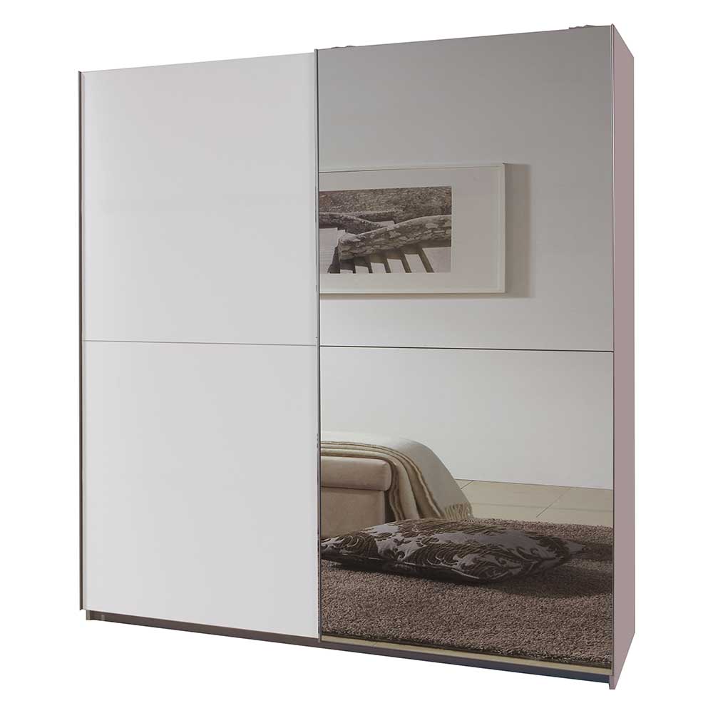 Schwebetürenkleiderschrank in Weiß mit Spiegel - Uvaiano