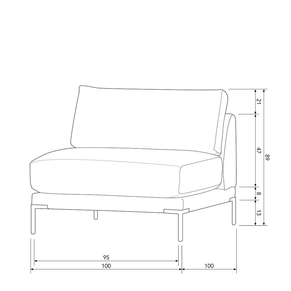Modulcouch 1-Sitzer aus Webstoff Dunkelgrau - Marietta