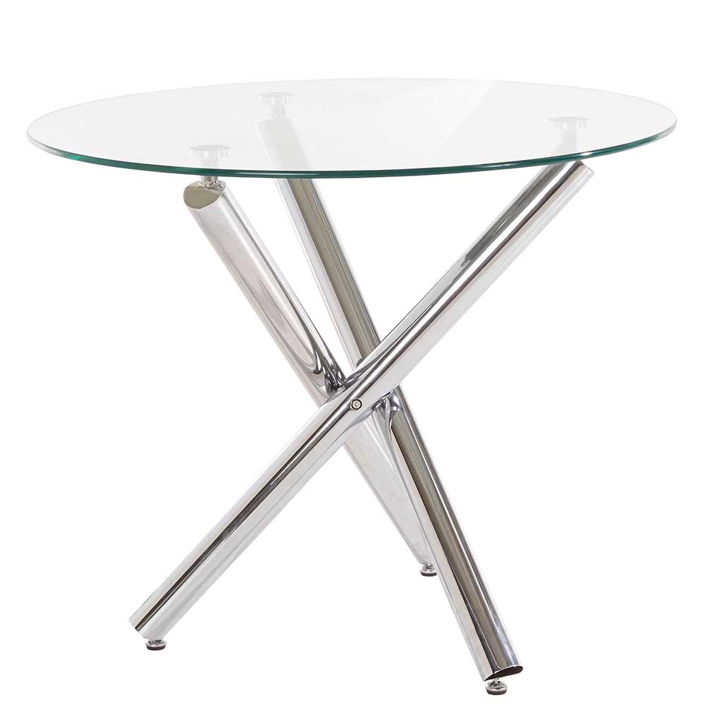 Kleiner Designer Glastisch mit Chrom Mikado Gestell - Singing