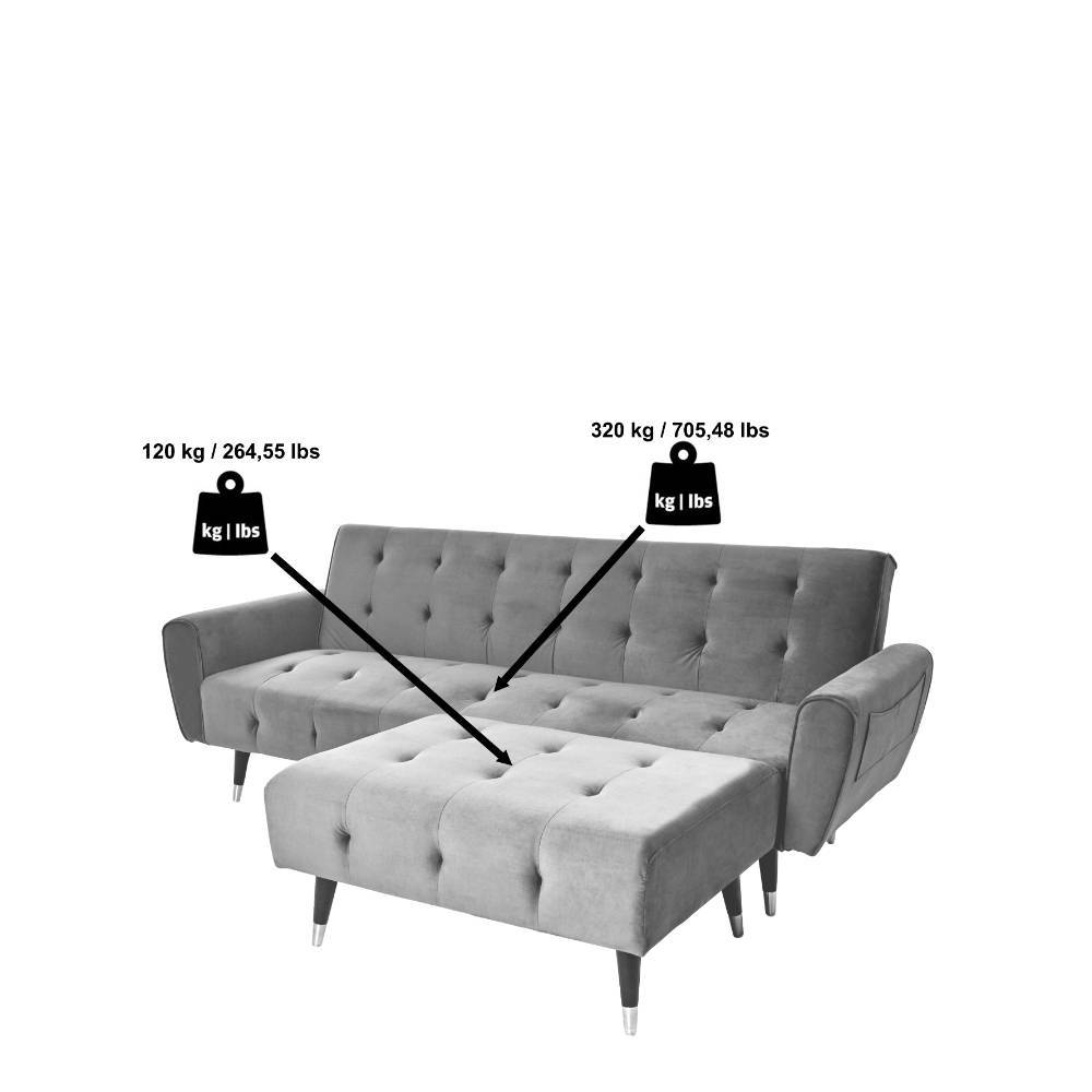 Couch und Hocker Set in Offwhite - Omegon (zweiteilig)