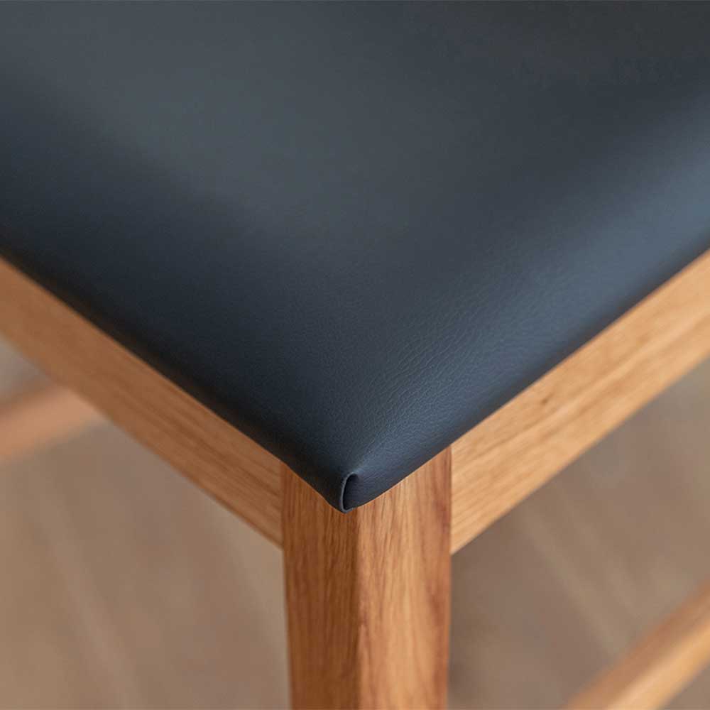 Design Holzstuhl massiv mit Kunstleder Sitz - Dosario