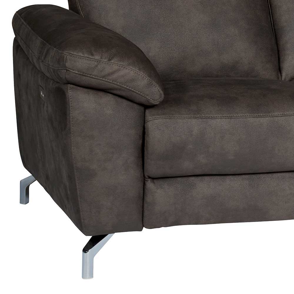 Microfaser Dreisitzer Sofa in Braun - Yisela
