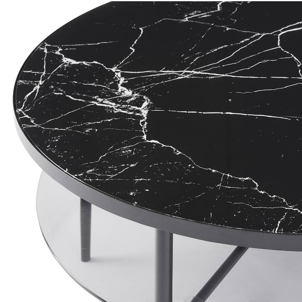 Wohnzimmer Glastisch in schwarzer Marmoroptik - Eric