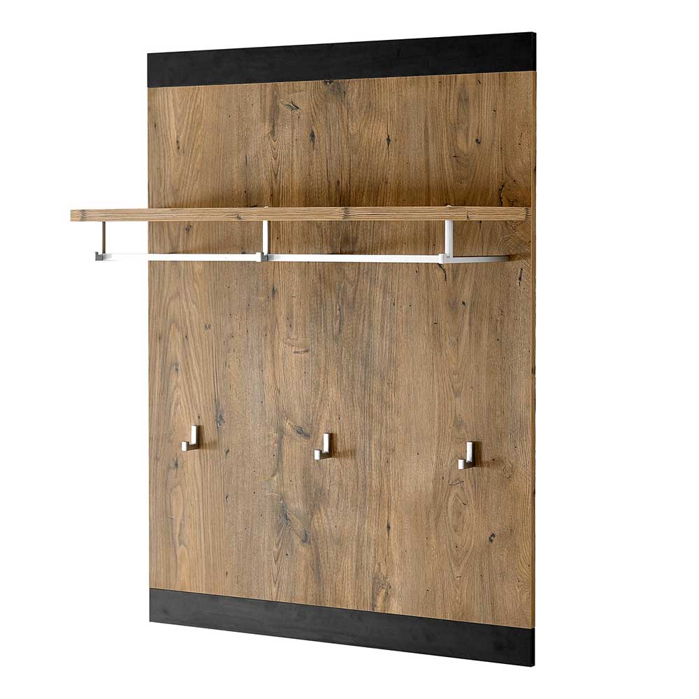Hängegarderobe in Kastanie Holzoptik & Schwarz - Ebrican
