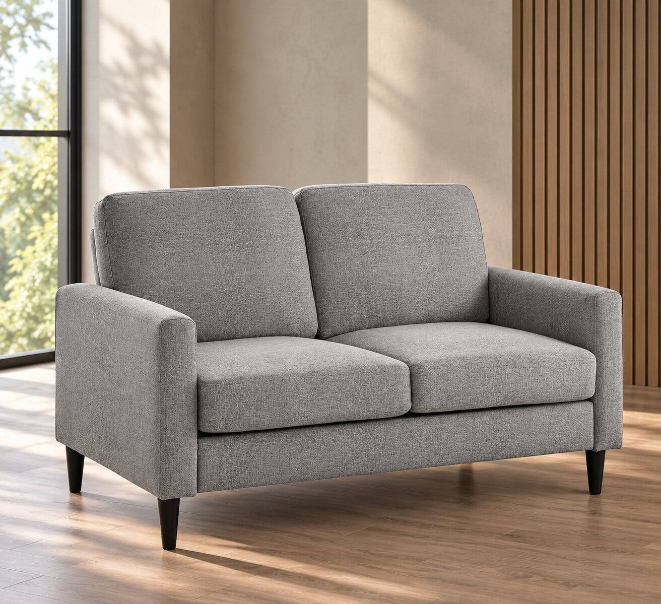 Zweisitzer Sofa in Hellgrau Stoffbezug - Katja