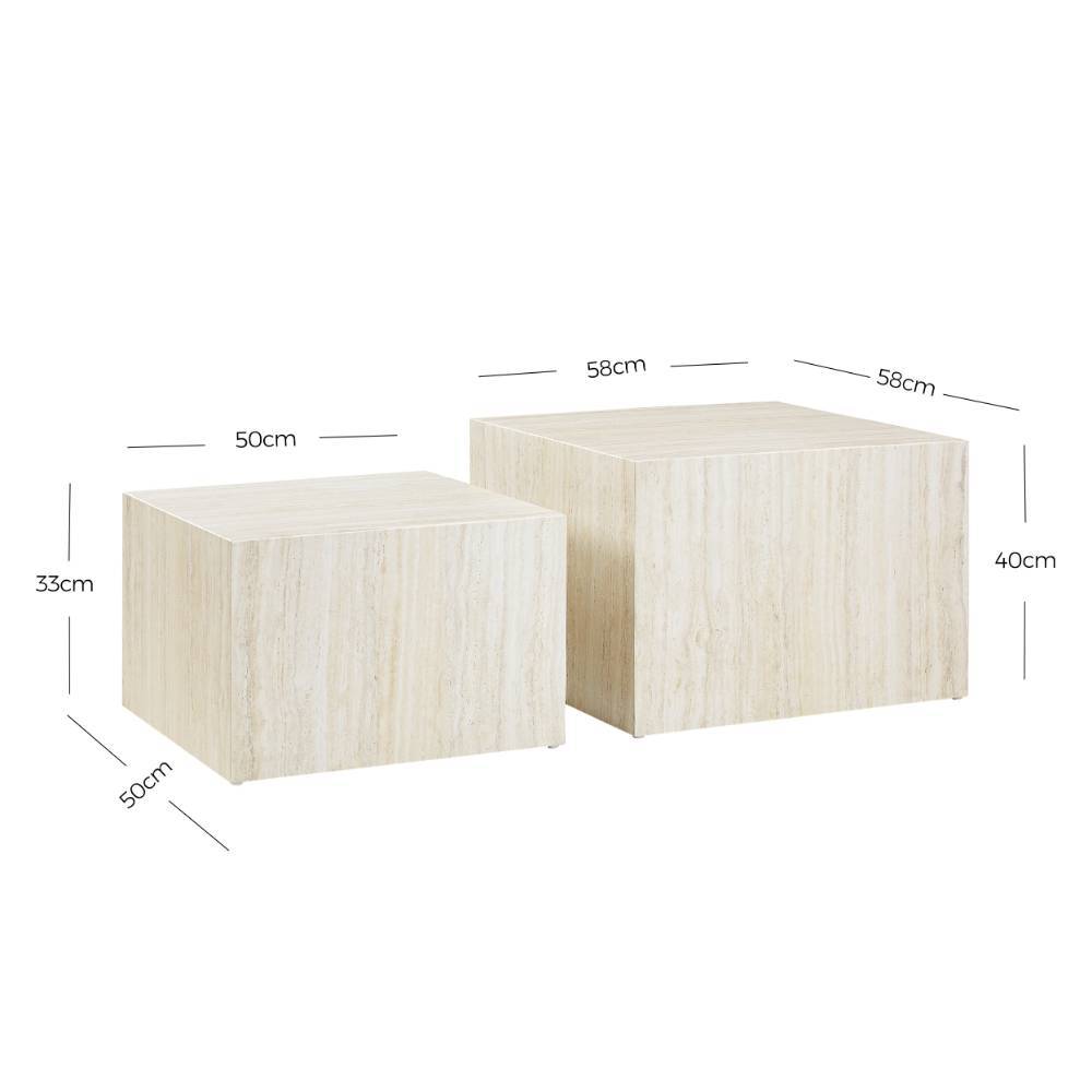 Sofatisch Duo in Travertin Optik - Charon (zweiteilig)