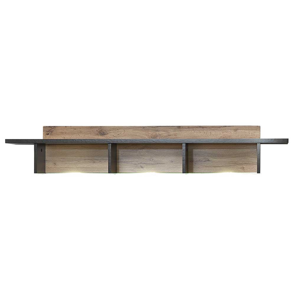 Wohnwand Möbel in Schwarz & Wildeiche - Kandu (fünfteilig)