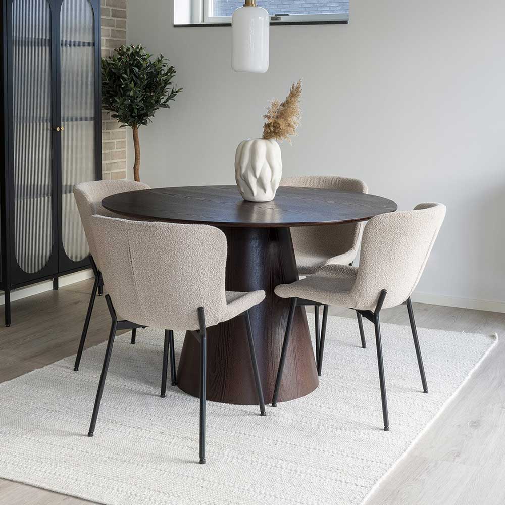 Boucle Esszimmerstuhl in Beige - Coals (2er Set)