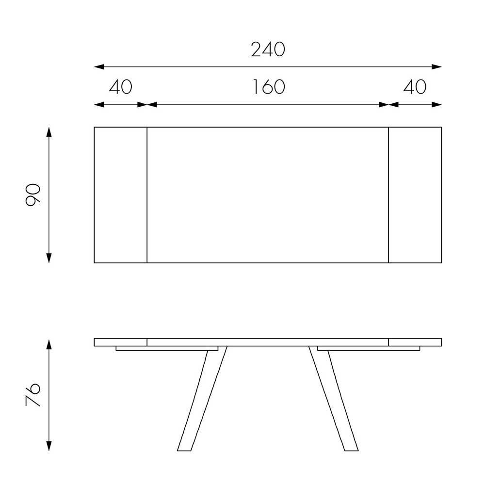 Design Ausziehtisch in Eiche dunkel Furnier - Daylight