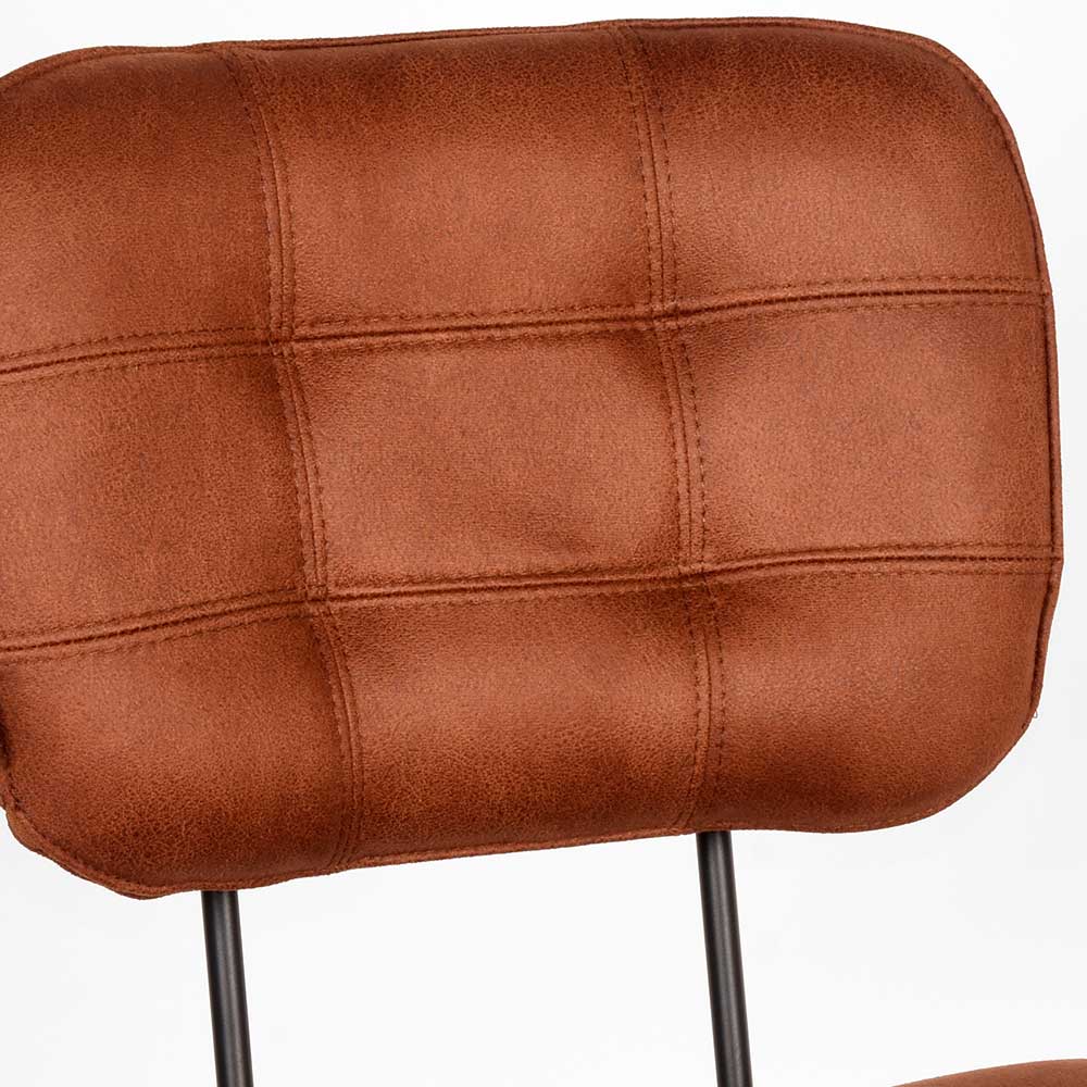 Polsterstuhl in Cognac Braun Microfaser - Lukassa (2er Set)