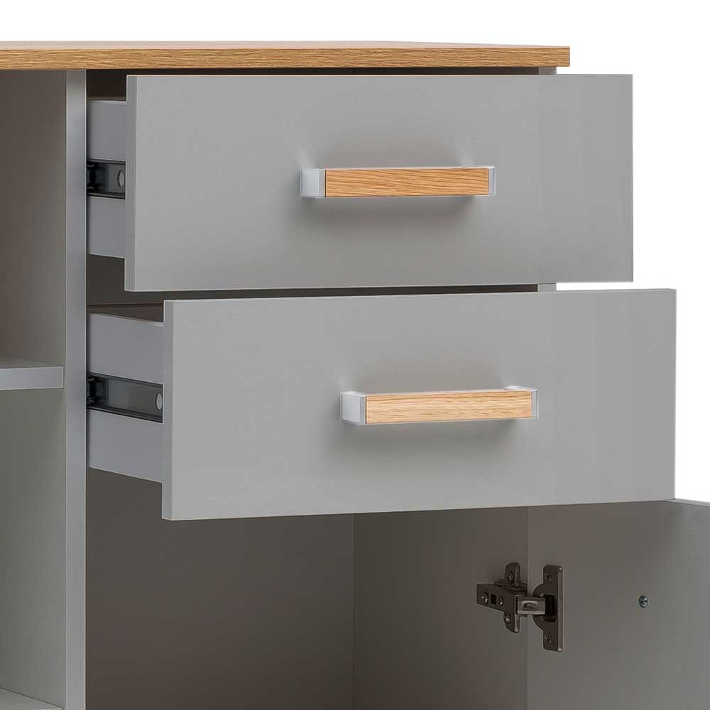 Bad Highboard in Platingrau und Eiche - Nienzo