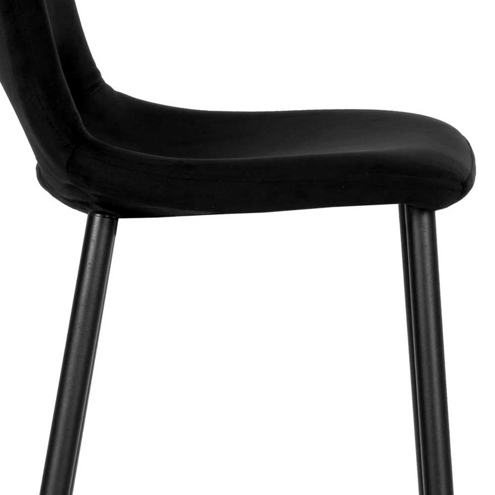 Schwarzer Samt Barstuhl in modernem Design - Shadra (2er Set)