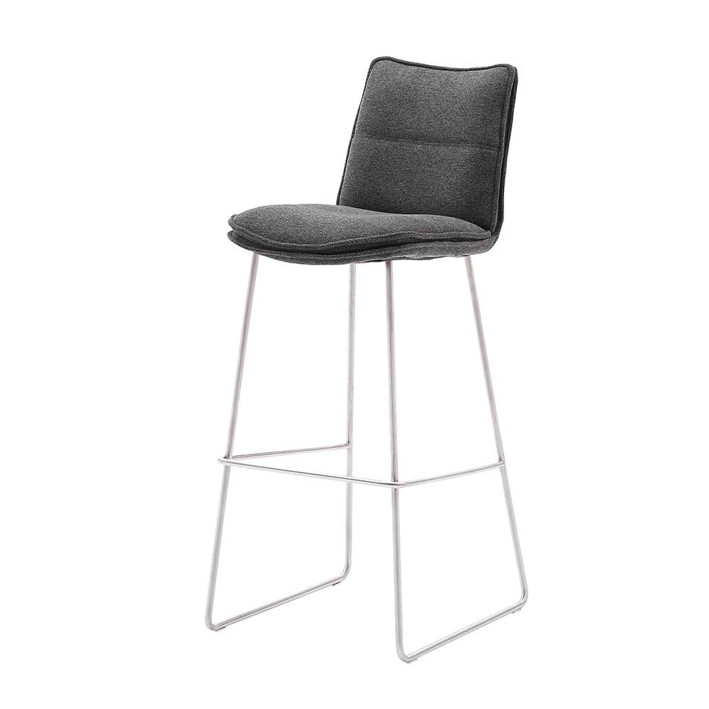 Barhocker mit Lehne in Anthrazit - Duckey (2er Set)