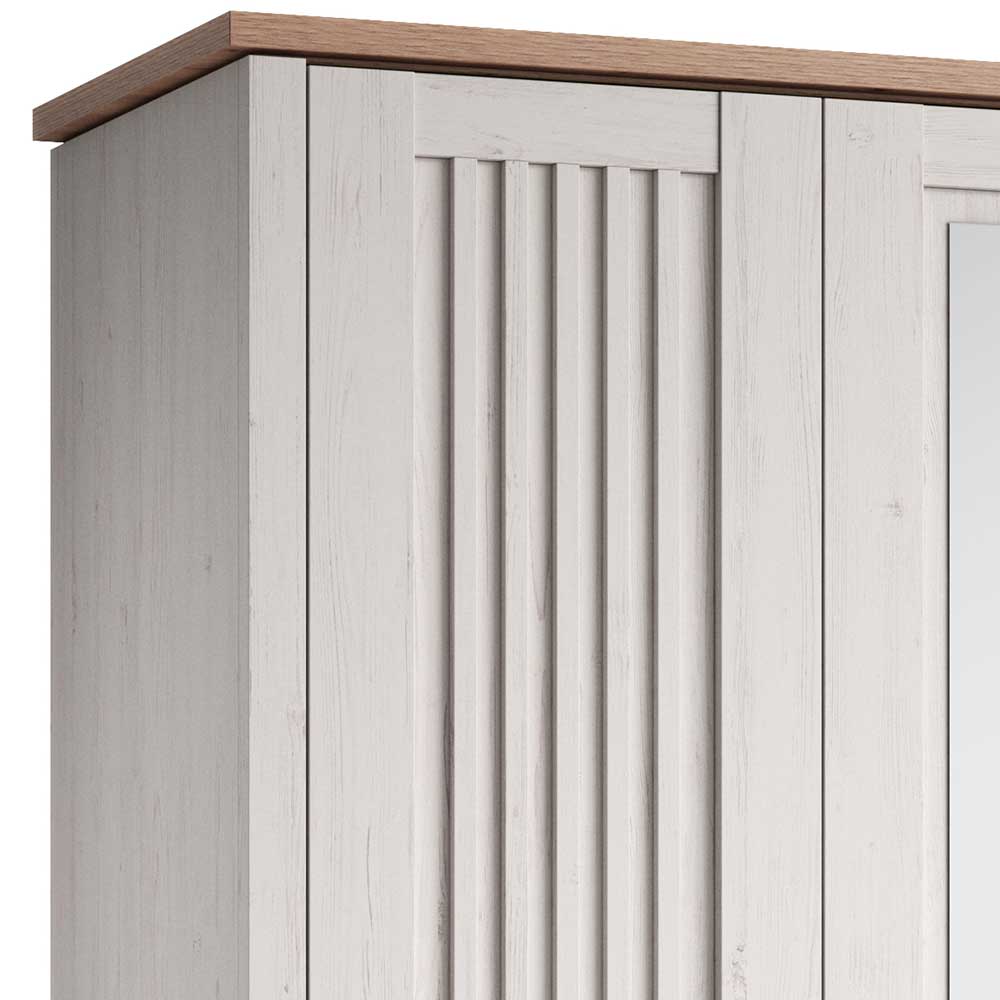 Landhaus Kleiderschrank 5-türig mit Spiegel - Malvissa
