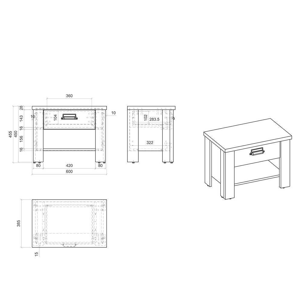 Schlafzimmer Set in Altholz Optik - Naiavio (sechsteilig)