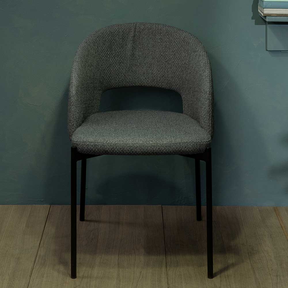 Stühle aus Strukturstoff Grau - Makimona (2er Set)